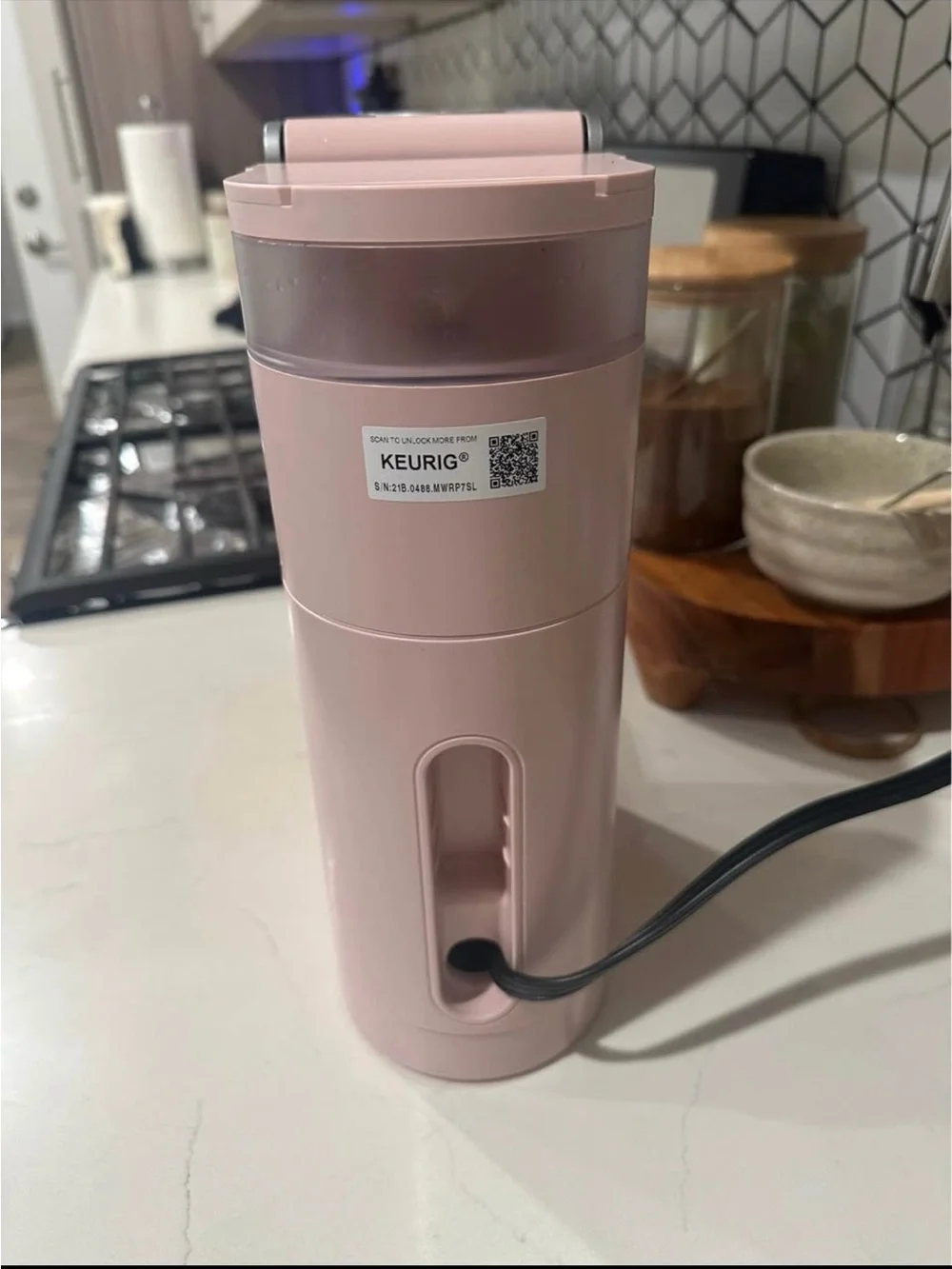 Keurig Single-Serve Coffee Maker in Light Pink with Silver Top